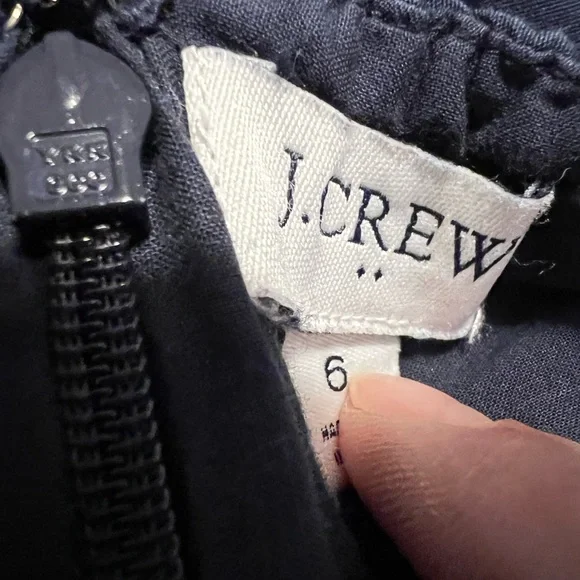 J. Crew Navy Blue Maxi Tiered Dress with Pink Embroidered Trim. Size 6 - Picture 5 of 5